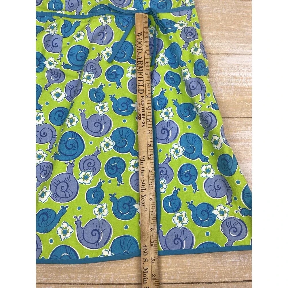 Lilly Pulitzer Strapless Dress Green Blue Snails Print Open Back Sz 8 - Picture 11 of 12